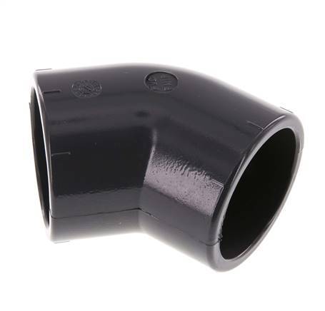 PVC 45deg Elbow Fitting Socket 50x62mm [2 Pieces]