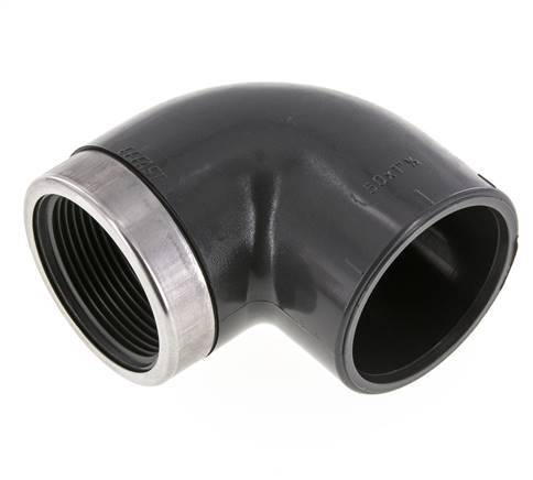 PVC 90deg Elbow Fitting Female Socket 50x61mm x Female Rp 1-1/2''