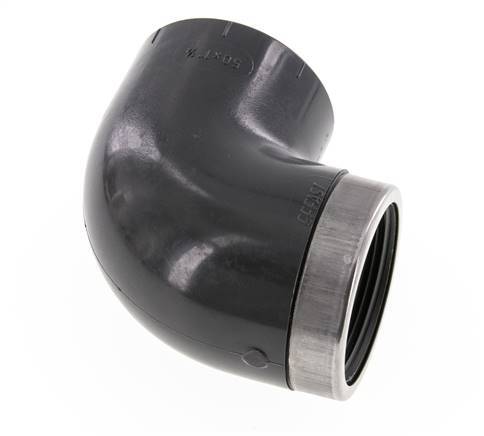 PVC 90deg Elbow Fitting Female Socket 50x61mm x Female Rp 1-1/2''