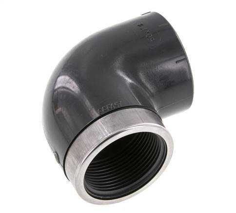 PVC 90deg Elbow Fitting Female Socket 50x61mm x Female Rp 1-1/2''