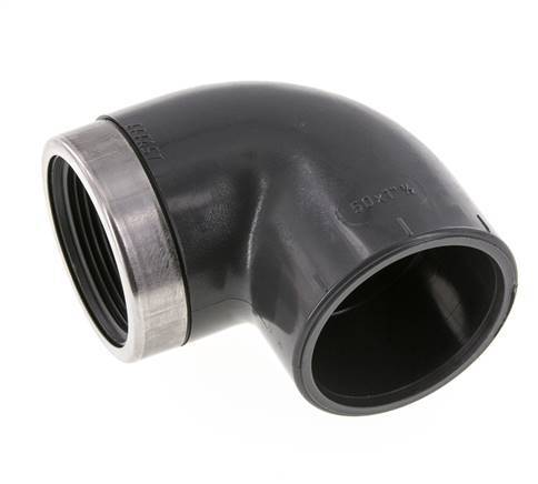 PVC 90deg Elbow Fitting Female Socket 50x61mm x Female Rp 1-1/2''