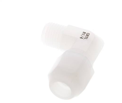 8x10mm & R1/4'' PVDF Elbow Hose Fitting with Male Threads 10bar/145psi