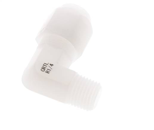 8x10mm & R1/4'' PVDF Elbow Hose Fitting with Male Threads 10bar/145psi