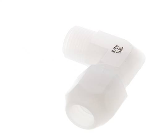 10x12mm & R3/8'' PVDF Elbow Hose Fitting with Male Threads 10bar/145psi