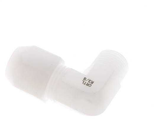 10x12mm & R3/8'' PVDF Elbow Hose Fitting with Male Threads 10bar/145psi