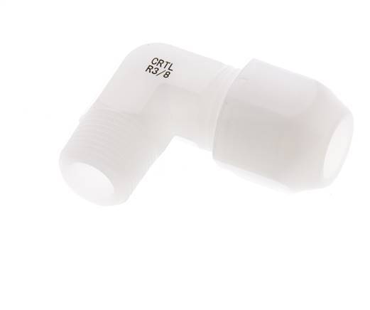 10x12mm & R3/8'' PVDF Elbow Hose Fitting with Male Threads 10bar/145psi