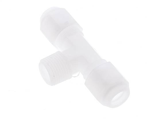 8x10mm & R3/8'' PP T-Shape Hose Fitting with Male Threads 10bar/145psi [2 Pieces]