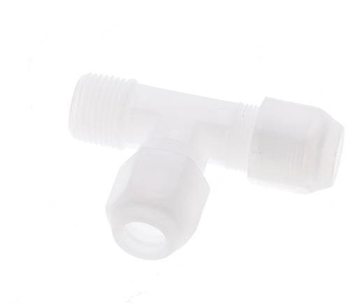 8x10mm & R3/8'' PP Right Angle Tee Hose Fitting with Male Threads 10bar/145psi [2 Pieces]
