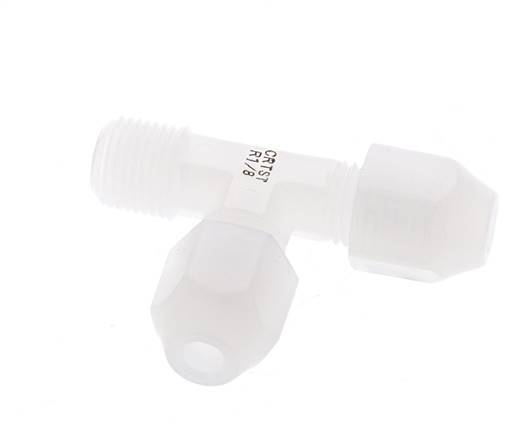 2x4mm & R1/8'' PVDF Right Angle Tee Hose Fitting with Male Threads 10bar/145psi