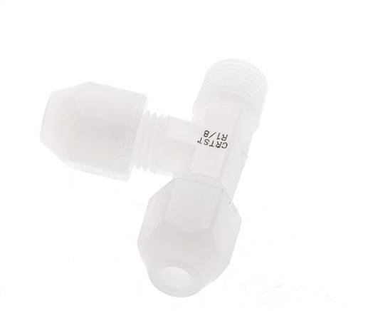 2x4mm & R1/8'' PVDF Right Angle Tee Hose Fitting with Male Threads 10bar/145psi