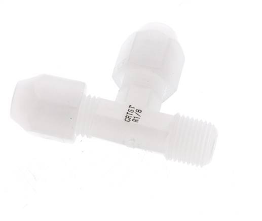 2x4mm & R1/8'' PVDF Right Angle Tee Hose Fitting with Male Threads 10bar/145psi