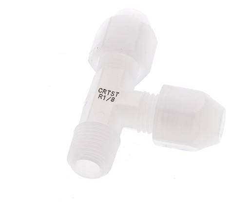 2x4mm & R1/8'' PVDF Right Angle Tee Hose Fitting with Male Threads 10bar/145psi