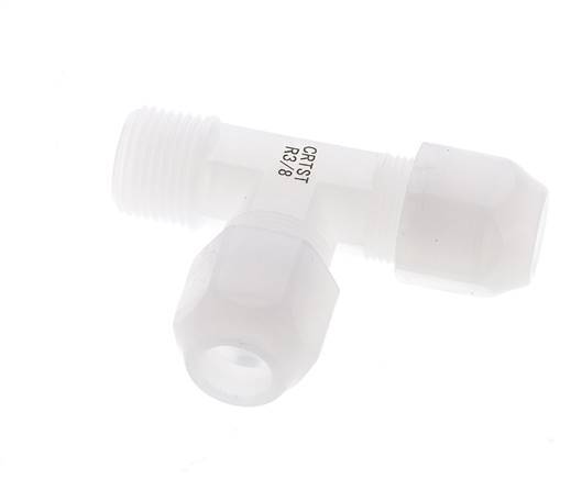 8x10mm & R3/8'' PVDF Right Angle Tee Hose Fitting with Male Threads 10bar/145psi