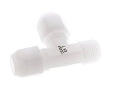 8x10mm & R3/8'' PVDF Right Angle Tee Hose Fitting with Male Threads 10bar/145psi