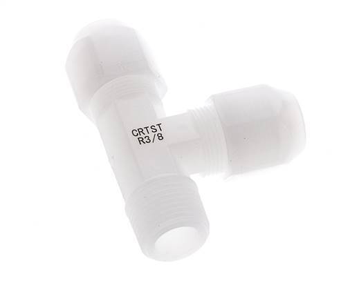 8x10mm & R3/8'' PVDF Right Angle Tee Hose Fitting with Male Threads 10bar/145psi