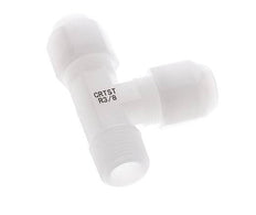 8x10mm & R3/8'' PVDF Right Angle Tee Hose Fitting with Male Threads 10bar/145psi