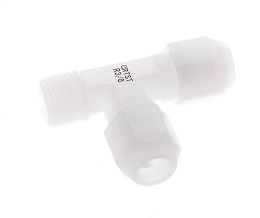 8x10mm & R3/8'' PVDF Right Angle Tee Hose Fitting with Male Threads 10bar/145psi