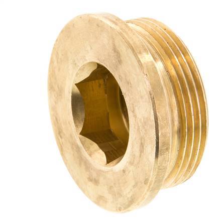 G 1 1/2'' Tapón de cierre de latón con hexágono interior 16 Bar