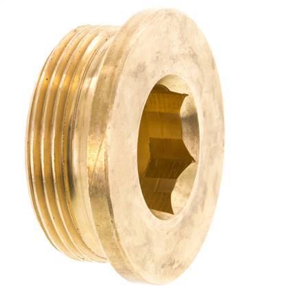G 1 1/2'' Tapón de cierre de latón con hexágono interior 16 Bar