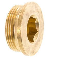 G 1 1/2'' Tapón de cierre de latón con hexágono interior 16 Bar