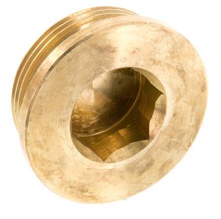 G 1 1/2'' Tapón de cierre de latón con hexágono interior 16 Bar