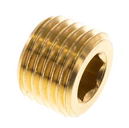 M14x1.5 Brass Closing plug with Inner Hex without collar (conical) 16 Bar [10 Pieces]