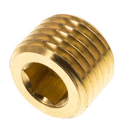 M14x1.5 Brass Closing plug with Inner Hex without collar (conical) 16 Bar [10 Pieces]