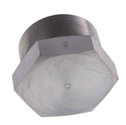 Tapón de cierre de acero galvanizado de 2'' NPT macho con hexágono exterior de 70 bares