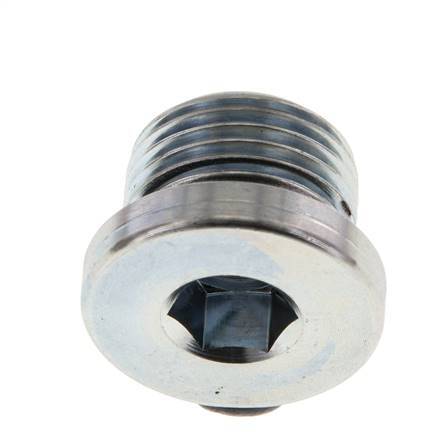 G 1/2'' Macho Tapón de cierre de acero galvanizado con hexágono interior y junta NBR 400 Bar [2 Piezas]