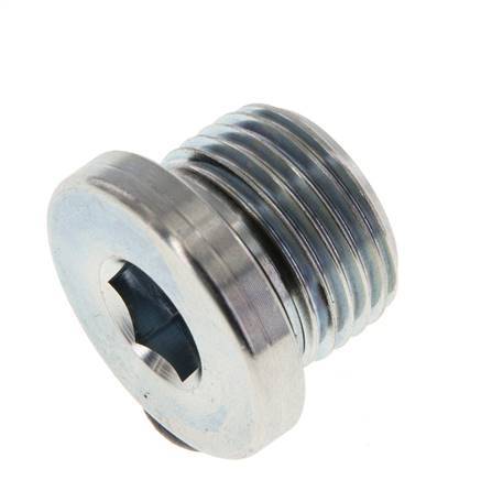 G 1/2'' Macho Tapón de cierre de acero galvanizado con hexágono interior y junta NBR 400 Bar [2 Piezas]