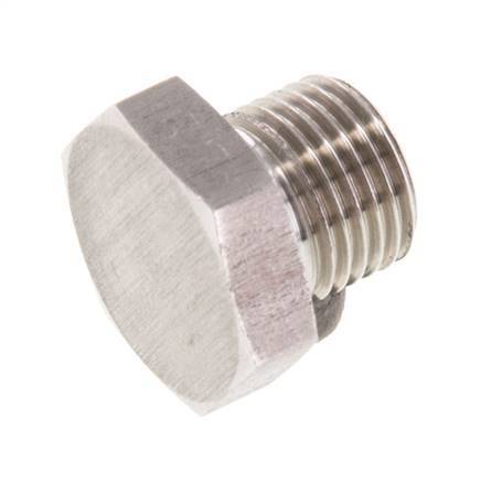 G 1/8'' Stainless steel Closing plug with Outer Hex 40 Bar [2 Pieces]