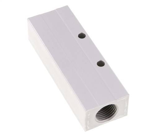 2xG 1/2'' x 3xG 1/4'' Bloque distribuidor de aluminio de una cara 16 barras