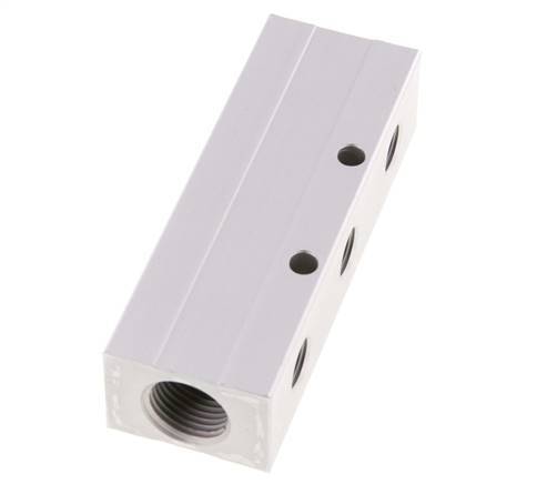 2xG 1/2'' x 3xG 1/4'' Bloque distribuidor de aluminio de una cara 16 barras