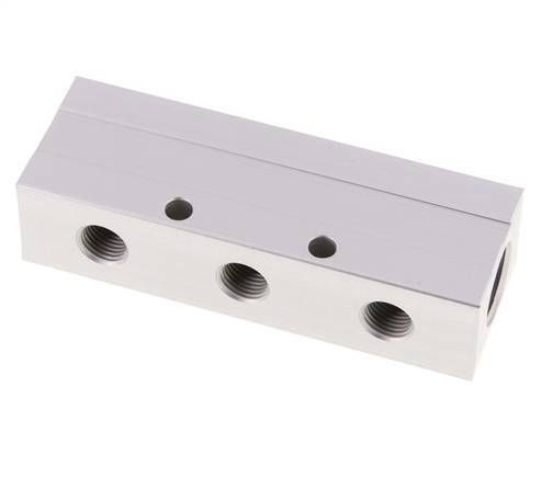 2xG 1/2'' x 3xG 1/4'' Bloque distribuidor de aluminio de una cara 16 barras
