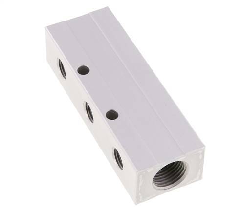 2xG 1/2'' x 3xG 1/4'' Bloque distribuidor de aluminio de una cara 16 barras