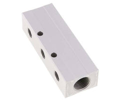 2xG 1/2'' x 3xG 1/4'' Bloque distribuidor de aluminio de una cara 16 barras