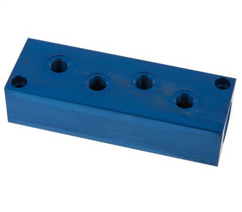 2xG 1/2'' x 8xG 1/4'' Bloque distribuidor de aluminio de una cara 16 barras