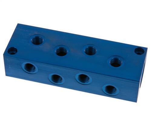2xG 1/2'' x 8xG 1/4'' Bloque distribuidor de aluminio de una cara 16 barras