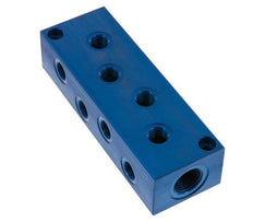 2xG 1/2'' x 8xG 1/4'' Bloque distribuidor de aluminio de una cara 16 barras