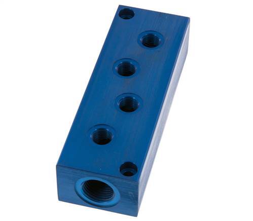 2xG 1/2'' x 8xG 1/4'' Bloque distribuidor de aluminio de una cara 16 barras