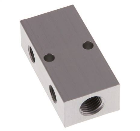 2xG 1/4'' x 2xG 1/8'' Bloque distribuidor de aluminio de una cara 16 barras