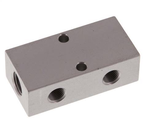 2xG 1/4'' x 4xG 1/8'' Bloque distribuidor de aluminio de doble cara de 16 barras