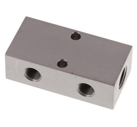 2xG 1/4'' x 4xG 1/8'' Bloque distribuidor de aluminio de doble cara de 16 barras