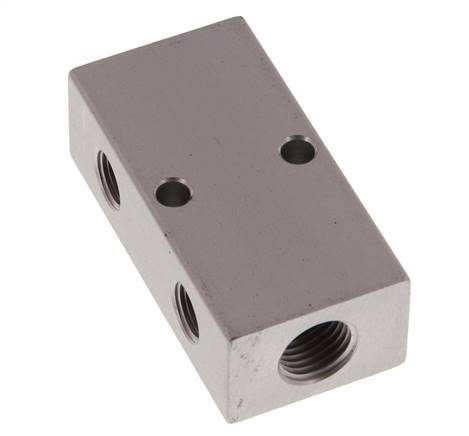 2xG 1/4'' x 4xG 1/8'' Bloque distribuidor de aluminio de doble cara de 16 barras