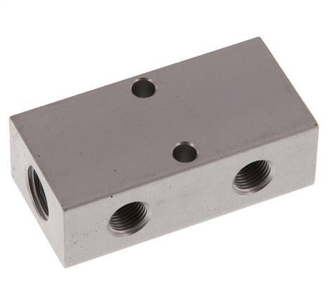 2xG 1/4'' x 4xG 1/8'' Bloque distribuidor de aluminio de doble cara de 16 barras