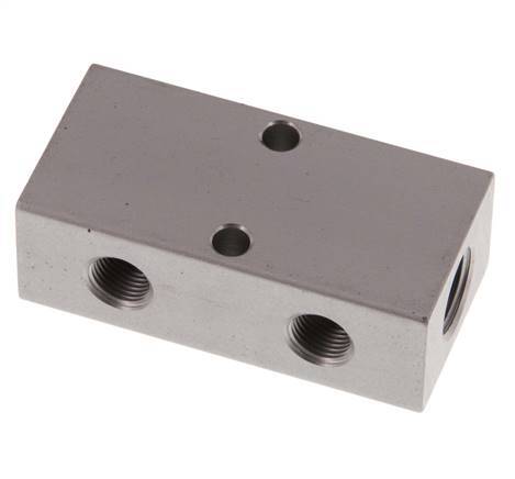 2xG 1/4'' x 4xG 1/8'' Bloque distribuidor de aluminio de doble cara de 16 barras