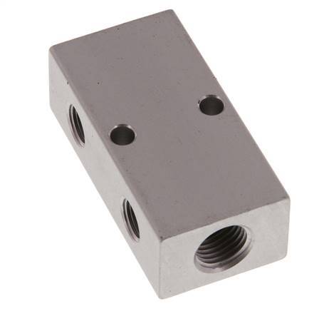 2xG 1/4'' x 4xG 1/8'' Bloque distribuidor de aluminio de doble cara de 16 barras