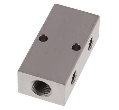 2xG 1/4'' x 4xG 1/8'' Bloque distribuidor de aluminio de doble cara de 16 barras