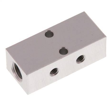 2xG 1/8'' x 2xM5 Bloque distribuidor de aluminio de una cara 16 Bar