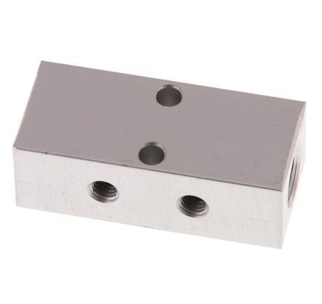 2xG 1/8'' x 2xM5 Bloque distribuidor de aluminio de una cara 16 Bar